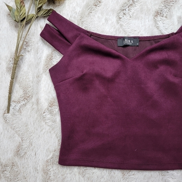 Akira Purple Strappy Shoulder Soft Crop Top Size M - Picture 4 of 11